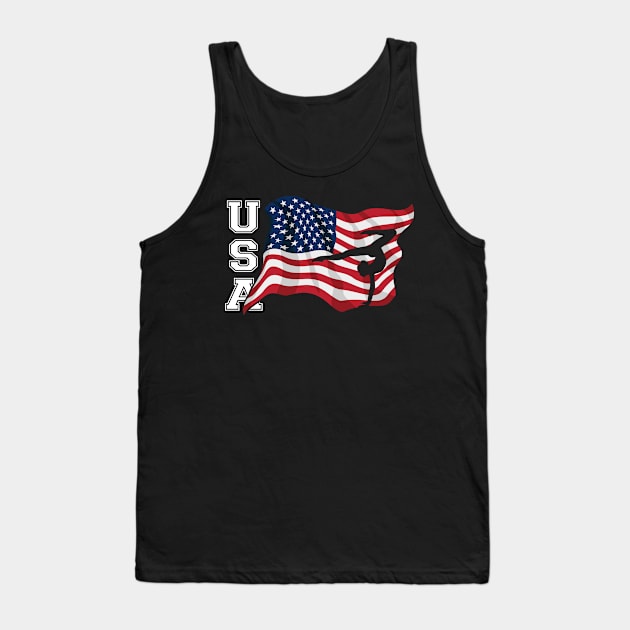 Patriotic American USA Waving Flag Girls Gymnastics Sports Tank Top by hobrath